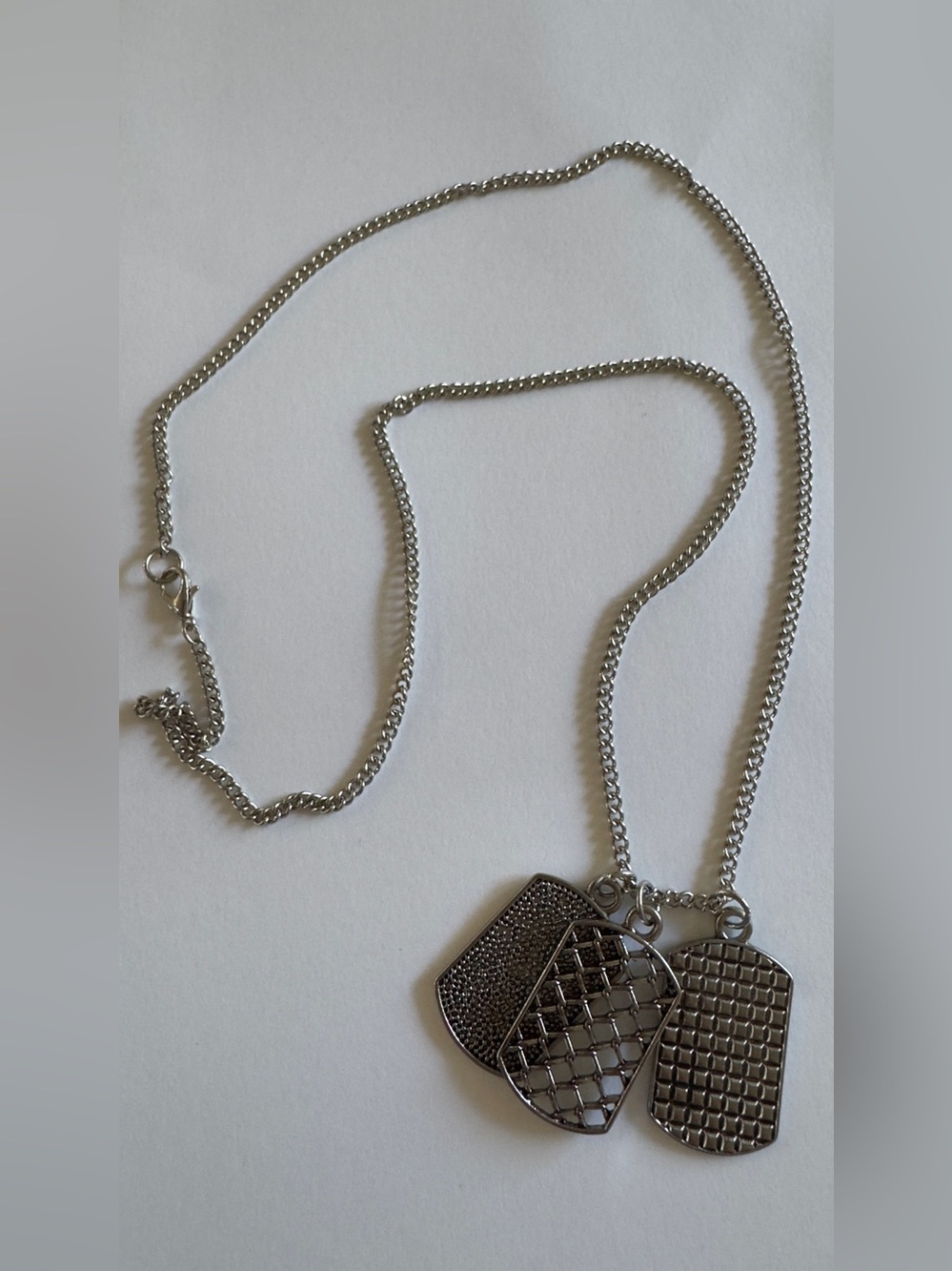 13.10” Men's Stainless Steel Triple Dog Tag Necklace - Silver